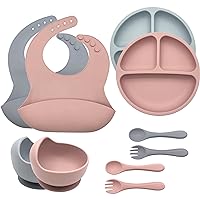 Silicone Baby Feeding Set Suction Baby Plates Baby Bowl Baby Spoons Bibs blw