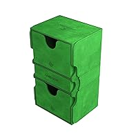 Stronghold 200+ XL Convertible Deck Box | Double-Sleeved Card Storage | Card Game Protector with Accessories Drawer | Nexofyber Surface | Holds up to 200 Cards | Green| Made by Gamegenic (GGS20112ML)