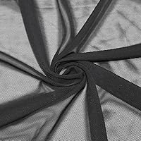 Texco Inc Solid Power Mesh Stretch Knit Athletic Wear Apparel, DIY Fabric, Black 1 Yard