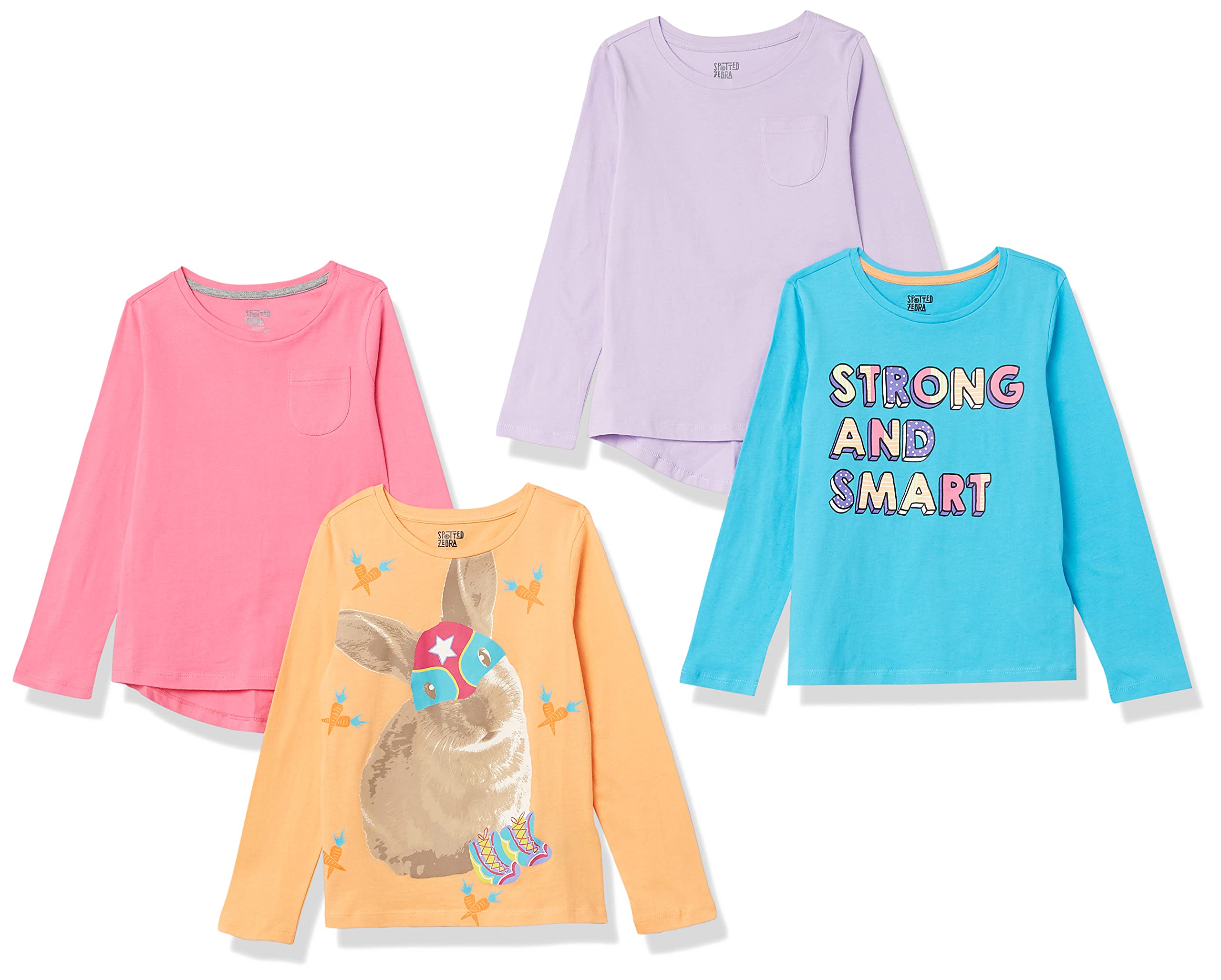 Amazon Essentials Girls and Toddlers' Long-Sleeve T-Shirts (Previously Spotted Zebra), Multipacks