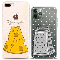 Matching Couple Cases Compatible for iPhone 15 14 13 12 11 Pro Max Mini Xs 6s 8 Plus 7 Xr 10 SE 5 Print Friends Cute Flexible You're Grate You're Cheesy Slim fit Quote Love Clear Cover Design