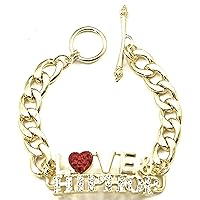 I Love Hiphop Bracelet with Crystal Rhinestones