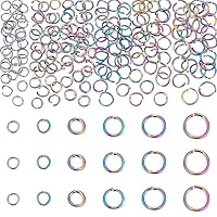 UNICRAFTALE About 180Pcs 6 Sizes Rainbow Color 304 Stainless Steel Open Jump Rings Round Ring Inner Diameter 2.5~7mm Open Jump Rings Metal Rings for Bracelet Necklace Jewlery Making