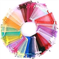 SAOYOAS 100Pcs 4x6 inch Organza Bags, Drawstring Organza Jewelry Pouches Wedding Party Christmas Favor Gift Bags, for Festival, Party, Jewelry, Bathroom Soaps, Pouches Gift Bags. (Multicolor)
