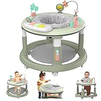 Baby Walker with 5 Adjustable Heights, Baby Walkers and Activity Center for Boys Girls Babies 6-12 Months, Features 360 Degree Swivel Seat, Music, Detachable Toys, Bounce Foot pad（Green）…