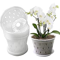 Naisicore Orchid Pots with Holes, 10pcs 4.9inch Plastic Orchid Pots with Saucers, Clear Orchid Pots for Repotting, Orchid Flower Pot for Indoor Outdoor Plants