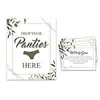 Bridal Shower Game 1 Sign + 30 Size Cards White Greenery Girls Night Out Bachelorette Party Drop Your Panties Game