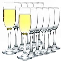 Elegant Champagne Glasses Set of 12, Long Stem Glass Champagne Flutes for Mimosa, Sparking Wine, Wedding, Party - 6 oz, Clear