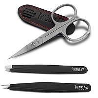 Nail Scissor Kit, Slant & Point Tweezers - All Salon Professional Quality Products, Hand Sharpened For Expert Beauty Results - Stainless Steel For Women And Men
