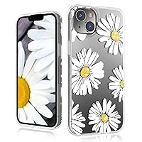 MYBAT PRO Slim Clear Crystal Case for iPhone 14 Plus Case 6.7 inch, Cute Stylish Mood Series for Women Girls Shockproof Non-Yellowing Protective Cover, Bling Diamond Flower Pattern, White Daisy