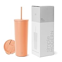 Simple Modern Insulated Tumbler with Lid and Straw | Iced Coffee Cup Reusable Stainless Steel Water Bottle Travel Mug | Gifts for Women Men Her Him | Classic Collection | 24oz | Apricot