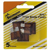 Bussmann BP/ATC-7-1/2-RP ATC Automotive Blade Fuse (71/2 Amp (Card)), 5 Pack