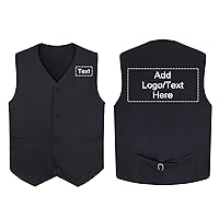TopTie Custom Waiter Uniform Unisex Button Vest Imprint Logo For Supermarket Clerk & Volunteer