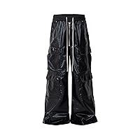 owen seak Men's Cargo Pants with Multiple Pockets, Wide-Leg, Black Casual Pants Floor-Length