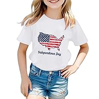 Kids 4th of July T-Shirt for 1-8 Years 3D Graphic Printed Funny T-Shirt Cute Short Sleeve Crew Neck Independence Day Shirts Unisex,Toddler Fourth of July Shirt Boy,4Th of July Kids Shirts White
