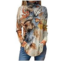 Christmas Shirts for Women 2023 Turtle Neck Long Sleeeve Y2K Shirt Baggy Slim Fit Xmas Holiday Tops Blouses