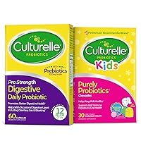 Culturelle Daily Probiotic Bundle – Pro Strength Daily Probiotic Capsules for Men and Women and Daily Probiotic Chewables for Kids, Digestive + Immune Support, Gluten Free