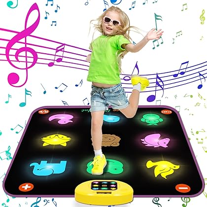 Dance Mat Toys for 3-8 Year Old for Kids, Upgraded Electronic Dance Pad with Light Up,Music Dance Game Mat with 5 Game Modes, 3 Challenge Levels,Birthday Xmas Gifts for 3 4 5 6 7 8+ Year Old Girls