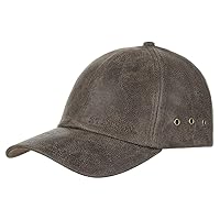 Stetson Liberty Men's Leather Cap - One Size (Approx. 55-60 cm) Baseball Cap - Adjustable Vintage Leather Baseball Cap - Peaked Cap with Branded Embroidery and Air Eyelets - Summer/Winter
