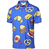 Golf Shirts for Men Summer Short Sleeve Funny Pattern Printed Golf Polo T-Shirts