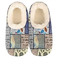 Pardick Retro English Womens Slipper Comfy House Slippers Fuzzy Slippers Warm Non-Slip Slipper Socks Soft Cozy Sole Slippers for Indoor Home Bedroom