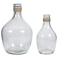 Signature Design by Ashley Marcin Modern Glass 2 Peiece Bottle Neck Vase Set, Clear