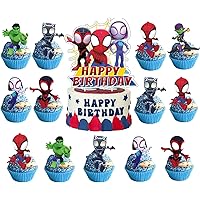 25pcs Spid-e Cake Topper for Super hero Themed Kids Birthday Cupcake Topper Party Supplies (3rd)
