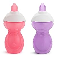 Munchkin® Click Lock™ Flip Straw Toddler Sippy Cup, 9 Ounce, 2 Pack, Pink/Purple