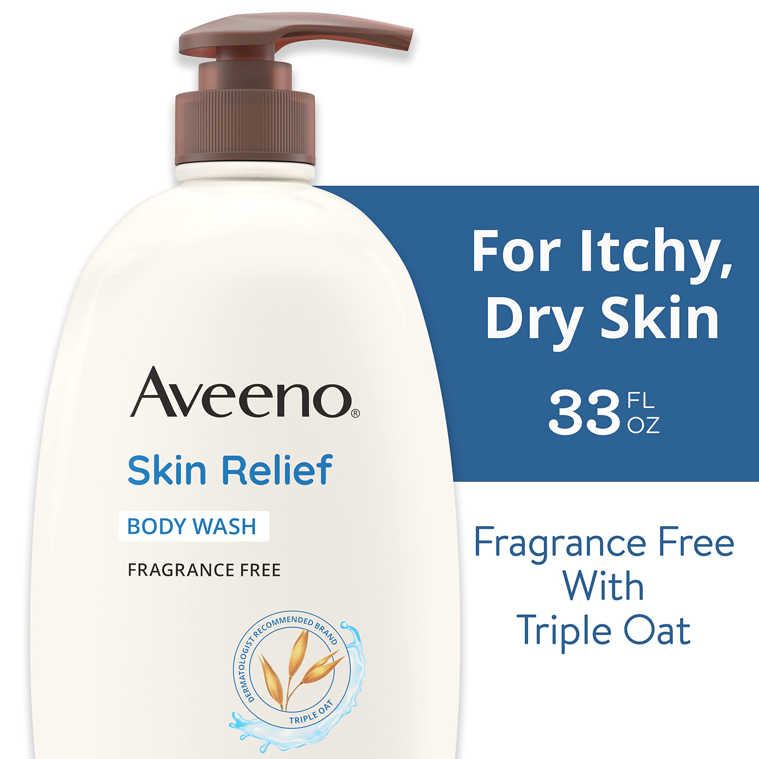 Aveeno Skin Relief Fragrance-Free Body Wash with Triple Oat Formula, Gentle Daily Cleanser & Daily Moisturizing Body Wash for Dry & Sensitive Skin with Prebiotic Oat