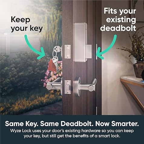 Wyze WiFi & Bluetooth Enabled Smart Door Lock, Wireless & Keyless Entry, works with Amazon Alexa & Google Assistant, Fits on Most Deadbolts, Includes Wyze Gateway - A Certified for Humans Device