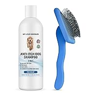 We Love Doodles Anti Itch Dog Shampoo & Slicker Brush - for Sensitive Skin, Dry Skin Treatment, Great for Allergies, Itching Skin, Hot Spots, Allergy Relief, for Grooming Pet Hair, Made in USA