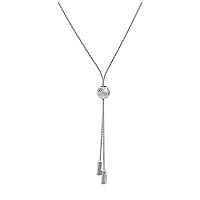 jewellerybox Sterling Silver Ball Double Tassel Dangle Drop Adjustable Necklace