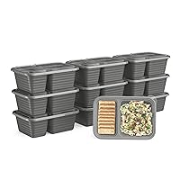 Bentgo® Prep - 2-Compartment Snack Containers with Custom-Fit Lids - Reusable, Microwaveable, Durable BPA -Free, Freezer and Dishwasher-Safe Meal Prep Food Storage - 10 Trays & 10 Lids (Pewter)