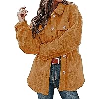 Womens Oversized Zip Up Sherpa Jacket with Pockets Faux Fur Coat Vintage Parka Shaggy Jacket Fuzzy Faux Fur Coat