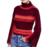 Free People Womens Fringed Sleeve Pullover Sweater