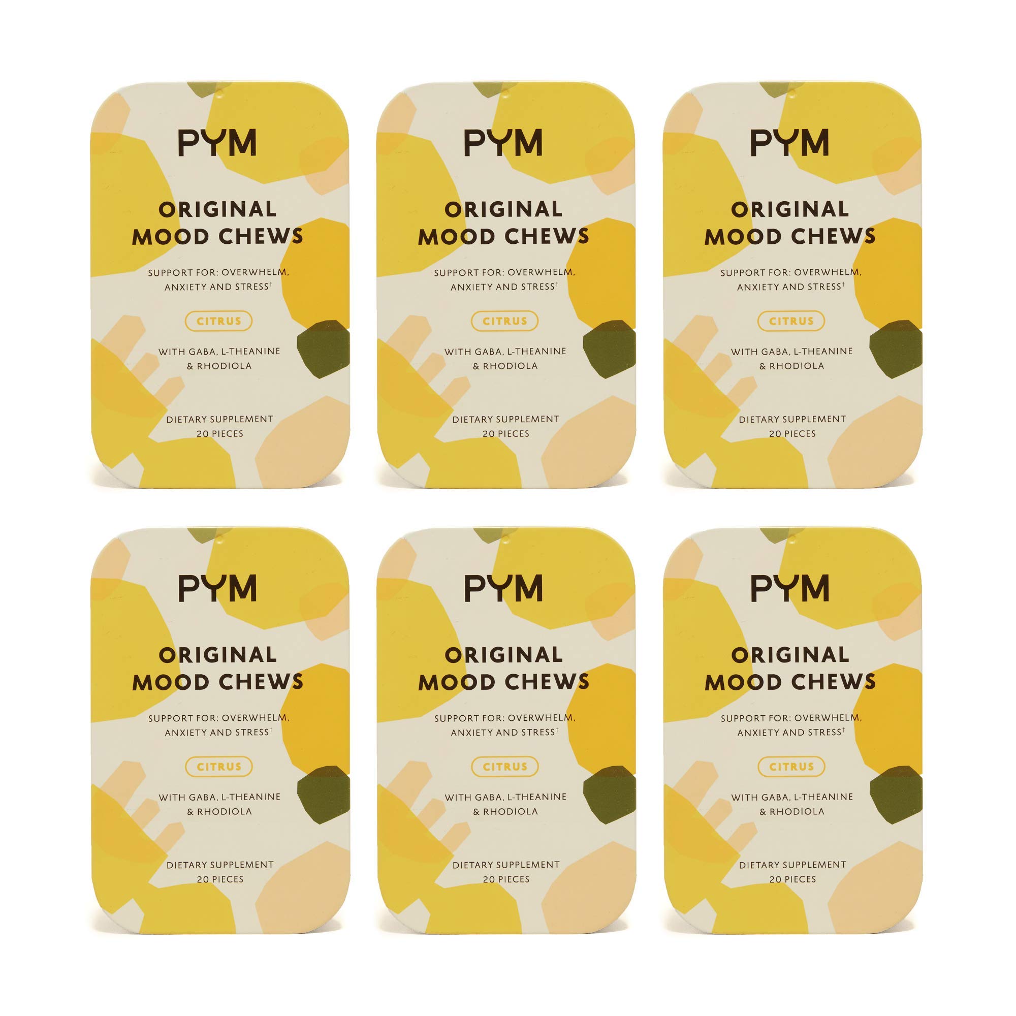 PYM Health Mood Chews, All Natural, Non-GMO, Gluten Free Chewable Supplement Provides Calm & Relief for Anxiety, Stress and Overwhelm, 20 Gummies p...
