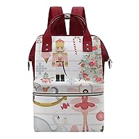 Nutcracker Dream Wide Open Designed Diaper Bag Waterproof Mommy Bag Multi-Function Travel Backpack Tote Bags