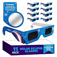 Solar Eclipse Glasses Approved 2024, 11 Pack Solar Eclipse Observation Glasses CE And ISO Certified, Safe Shades For Direct Sun Solar Eclipse Viewing, Bonus Smartphone Photo Filter Lens