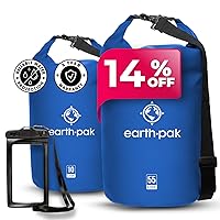 Earth Pak Waterproof Dry Bag - Roll Top Waterproof Backpack Sack (Blue 55L & 40L)