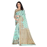 Women's Cotton Silk Blend Indian Ethnic Banarasi Saree with Unstitched Blousepiece - 104