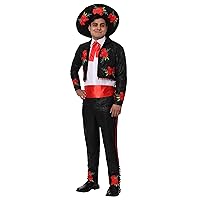 Men's Mariachi Costume & Sombrero Hat, Spanish Music Costume for Cinco de Mayo, Halloween or Mexican Holidays