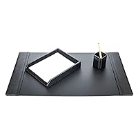 Dacasso Black Bonded Leather Luxury 3 Piece Desk Set - Blotter Pad & Desk Mat Organization Essentials - Executive Decor and Surface Protector