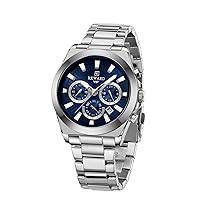 REWARD Watch for Men Quartz Waterproof Chronograph Luminous Mens Watches with Date Business Work Sport Casual Fashion Designer Dress Men's Wrist Watches Silver/Black/Blue
