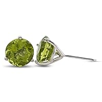 Solid 10k White Gold 3-Pronged Martini 7mm Round Stone Stud Earrings