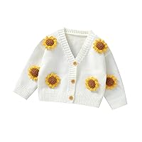 Baby Sweater Cardigan Knit Spring Coat Long Sleeve Cardigan V-Neck Outfits for Baby Girl