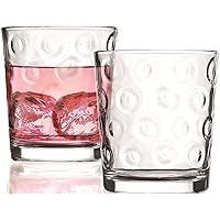 Circleware Circles Heavy Base Whiskey Drinking Glasses, Set of 4, Entertainment Dinnerware Glassware for Water, Juice, Beer Bar Liquor Dining Decor Beverage Cups Gifts, 4 Count (Pack of 1), Clear
