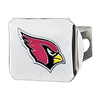 Arizona Cardinals NFL Chrome Metal Hitch Cover with 3D Colored Team Logo by FANMATS - Unique Molded Design – Easy Installation on Truck, SUV, Car - Ideal Gift for Die Hard Football Fan