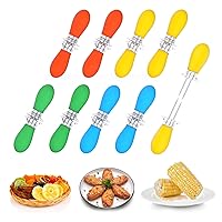 Unves 18Pcs/9 Pairs Corn On The Cob, Stainless Steel Corn Holders Sweetcorn Double Fork Corn Skewers, Interlocking Design Cooking Forks for BBQ Parties Camping