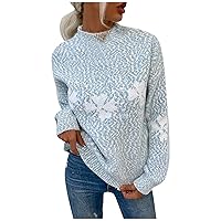 Women's Fall Clothes Knitwear Christmas Snowflakes Half Turtleneck Sweater Cardigan 2023, S-L