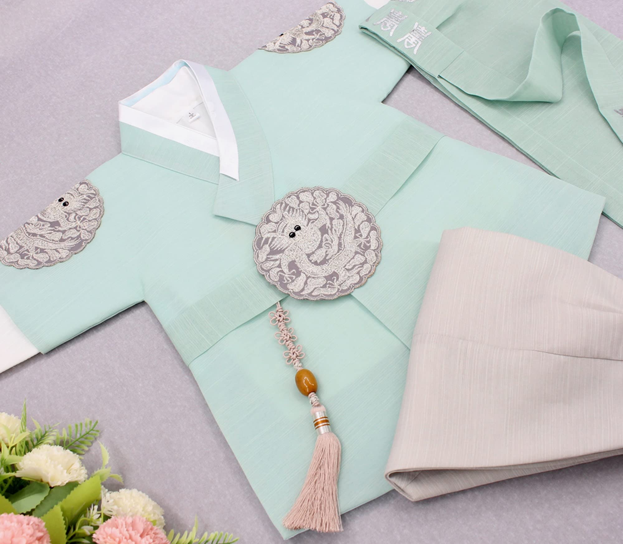Korean Hanbok Boy Baby Traditional Kings Design Clothing Set Mint 100th days to 8 ages ddb002